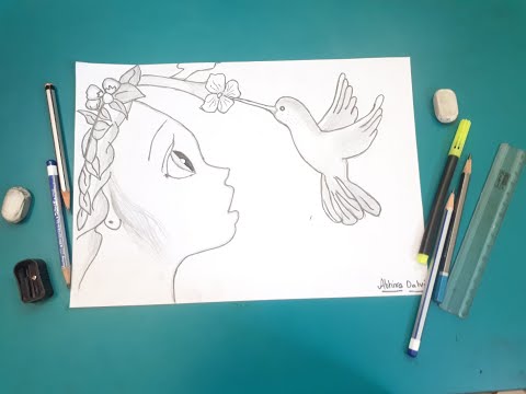 A princess and sparrow drawing