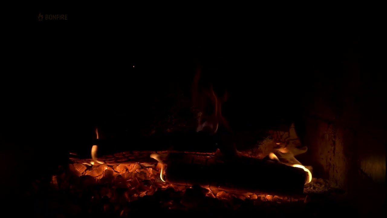 Night Fireplace with Crackling Fire Sounds 🔥Cozy Fireplace 4K. Fall Fireplace Noises Black Screen 4k