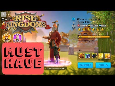 MAX SKILL Sun Tzu Commander spot light v 2.0 - all in one guide - Rise of Kingdoms