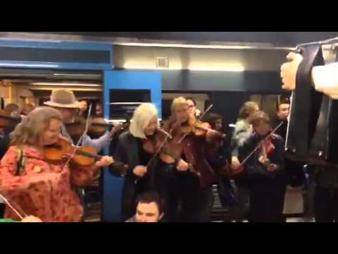 Folkmusiker mot rasism spelar i tunnelbanan
