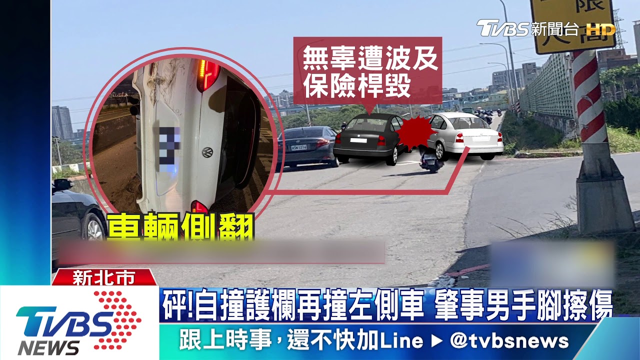 疑閃機車自撞! 轎車側翻波及無辜駕駛