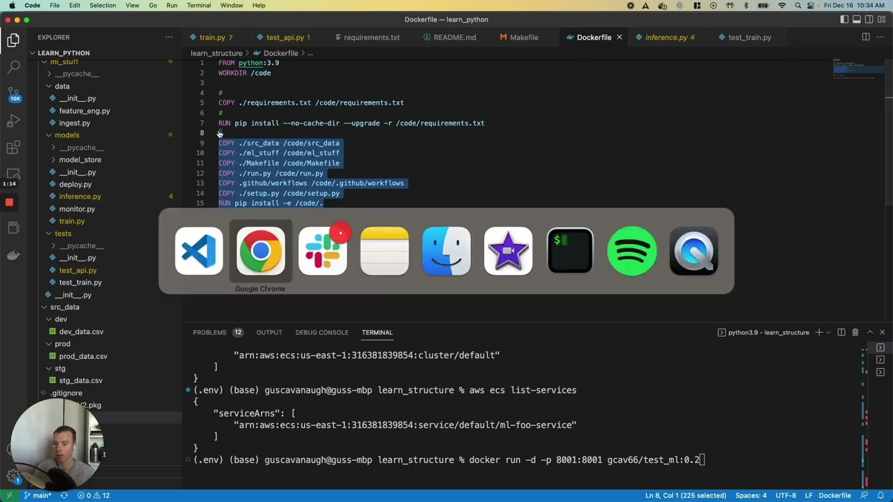 Quick Example Deploying ML REST API with FastAPI, Docker, and ECS