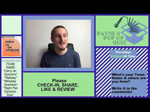 Payne’s Pop Up Quiz No 16