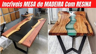 MESA RESINA - Incríveis Designers MESA de MADEIRA Com RESINA EPOXI - MESA DE MADEIRA COM RESINA