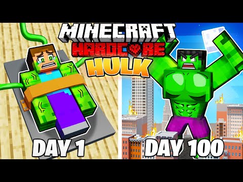 I Survived 100 DAYS as HULK in HARDCORE Minecraft!