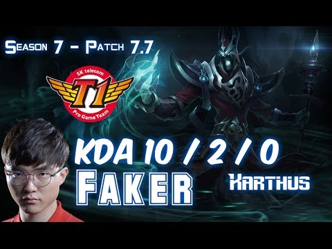 SKT T1 Faker KARTHUS vs AHRI Mid - Patch 7.7 KR Ranked
