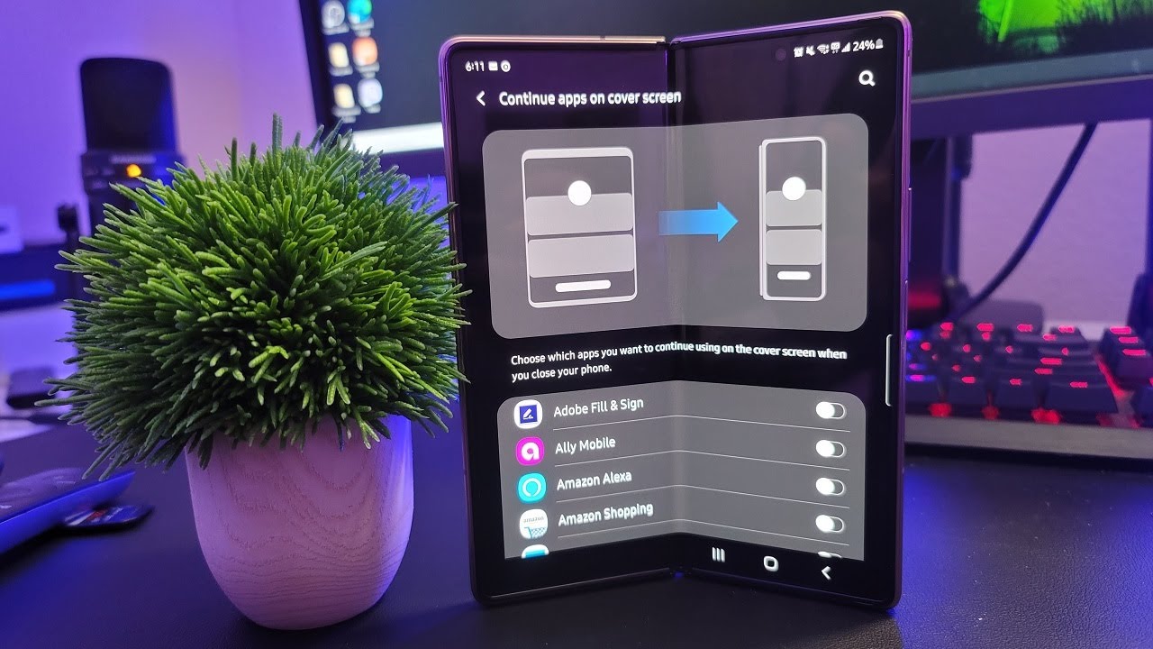 Samsung Galaxy Z Fold 2 How to Continue Apps on Front Cover Display