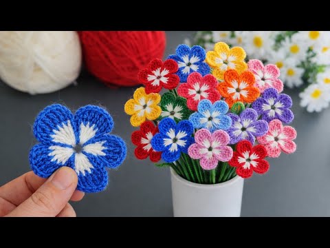 Super Easy Crochet Flower 🌸 3 Minute Crochet Flower Pattern for Beginners