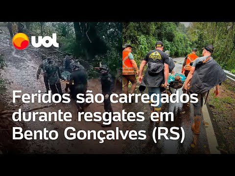 Enchentes no Rio Grande do Sul: Feridos são carregados durante resgates em Bento Gonçalves; vídeos