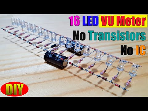 How to make 16 LED Single-Channel  VU Meter no IC and no Transistor