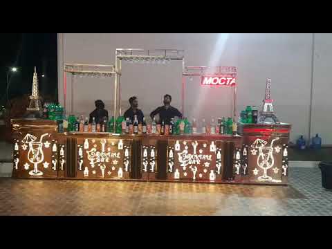 Acrylic counter with steel framing, for catering