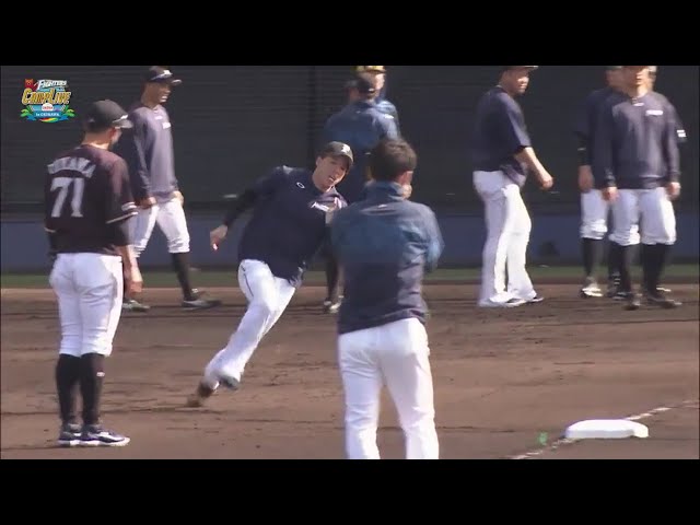 【ファイターズ春季キャンプ】北の大地に新星の韋駄天現る!? ファイターズ・ドラフト2位ルーキー五十幡のベースランニング!! 2021/2/1