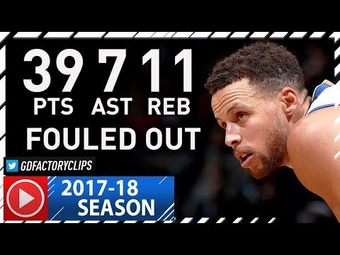 Stephen Curry Full Highlights vs Nets (2017.11.19) - 39 Pts, 11 Reb, 7 Ast, FOULED OUT!