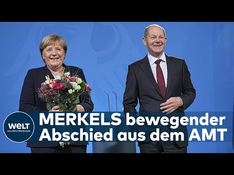 ENDE DER ÄRA MERKEL: Ex-Kanzlerin übergibt das Bundeskanzleramt an Kanzler Scholz | WELT Dokument