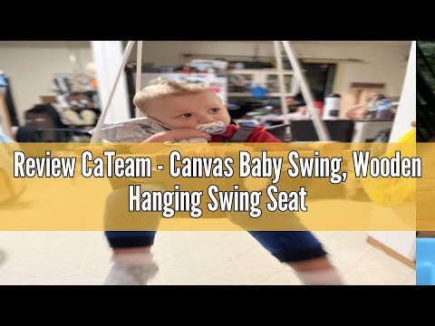 Review CaTeam - Canvas Baby Swing, Wooden Hanging Swing Seat Chair with Safety Belt, Durable Baby Ha