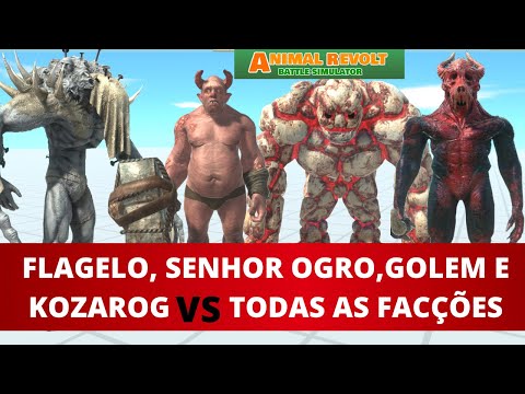 Flagelo, Kozarog, Senhor Ogro e Golem vs Todas as Facções - Animal Revolt Battle Simulator
