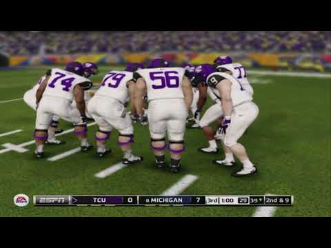 NCAA Football 14: Michigan vs TCU 2022 Fiesta Bowl CFP Semifinal Gameplay Xbox 360.