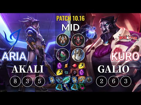 CGA Aria Akali vs KT Kuro Galio Mid - KR Patch 10.16
