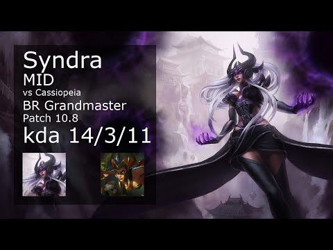 Syndra vs Cassiopeia Mid - BR Grandmaster 14/3/11 Patch 10.8 Gameplay