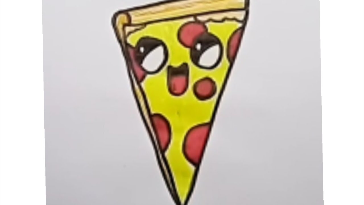 How to draw a cartoon pizza slice cute kawaii and easy