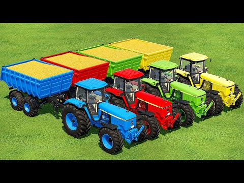 TRANSPORT, HARVEST AND LOAD CORN WITH JOHN DEERE TRACTORS & MERCEDES TRUCKS - Farming Simulator 22