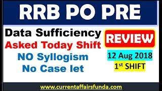 RRB PO 12 Aug 1st Shift Review || Data Sufficiency आया था , No SYllogism, Caselet was there