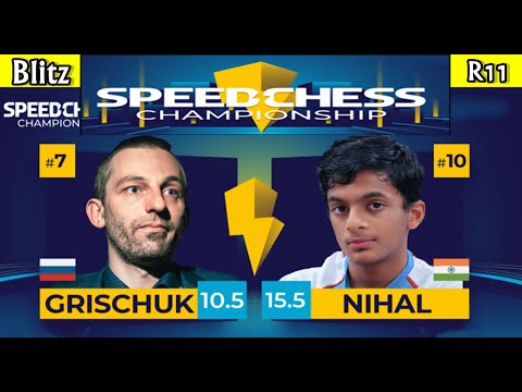 Amazing Royal Fork by  NIhal Sarin Against Grischuck. II Speed Chess Championship 2021.