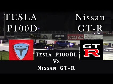 Tesla Model S P100D takes on a Nissan GT-R Video