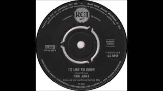 Paul Anka - I'd Like To Know - 1962 - 45 RPM
