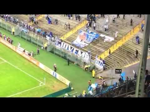 Imagens mostram torcedor sendo resgatado após cair no fosso da Arena