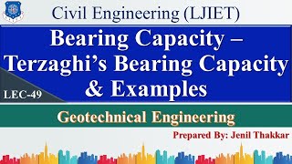 Lec-49_Terzaghi's Bering Capacity & Examples | Geotechnical Engineering | Civil Engineering