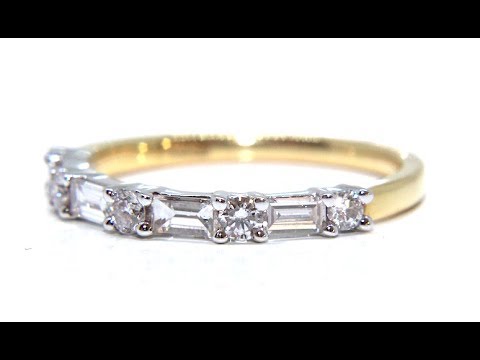 18ct Gold Baguette & Round Brilliant Diamond Eternity Ring 0.60ct