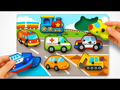 Best Learning Vehicles with Puzzles | Preschool Toddler Learning Video for Kids & Toddlers