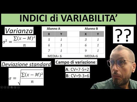 Statistica descrittiva: INDICI DI VARIABILITà - VARIANZA,DEVIAZIONE STANDARD e SCARTO SEMPLICE MEDIO