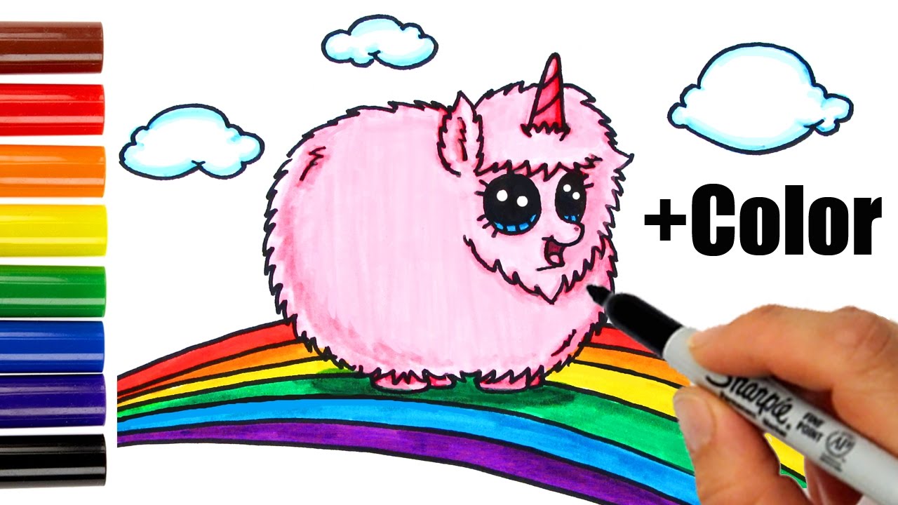 Fluffy dancing rainbows unicorns pink on Pink Fluffy