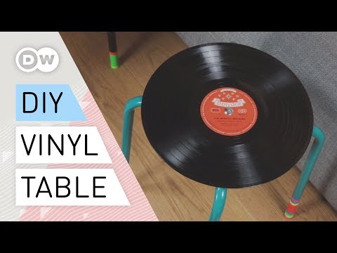Old records - Designer table | DIY tutorial side table | Upcycling vinyl records | Vinyl record DIY
