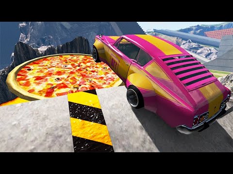 TOP 100 High Speed Car Jumps Over Pizza, Tablet, Computer Full Episode - BeamNG Drive