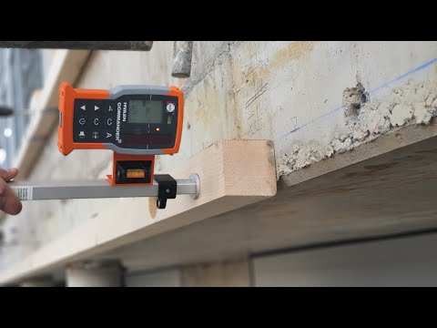 Im Einsatz der Nedo Rotationslaser Primus HVA mit Fassadenstativen.