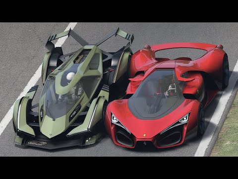 Lamborghini Lambo V12 Vision Gran Turismo vs Ferrari F80 Concept at Monza