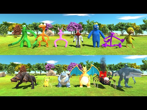Team King Shark vs Team Rainbow Friends - Animal Revolt Battle Simulator