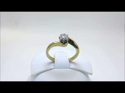 18 CT Yellow Gold 0.33 CT Diamond Crossover Engagement Ring (00413)