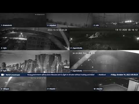 Explosions at Zaporizhzhia - cams 5 & 7 - audio delay - 10/13/2022