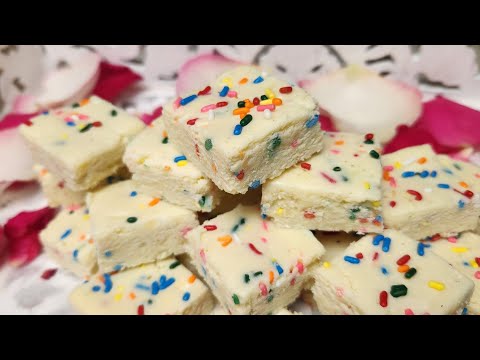 FUNFETTI BARFI - NO SUGAR SYRUP NEEDED !!!!