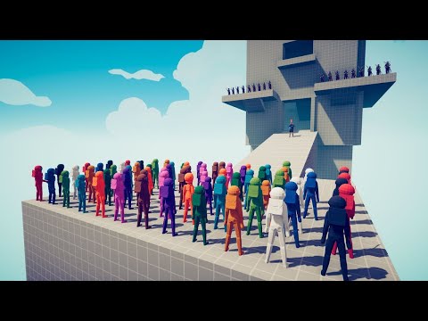 100x Among Us Units Attacking a Tower - Totally Accurate Battle Simulator TABS