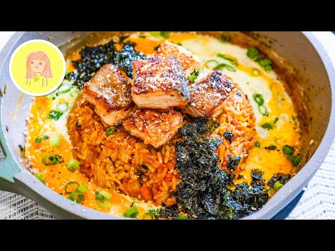 Korean Egg Fried Rice | Salmon & Kimchi | Gochujang | Easy Spicy Tasty Delicious Stirfry Recipe