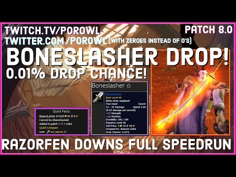 WoW Gold Farm | Razorfen Downs Full Speed Run | Boneslasher Drop! | Patch 8.0 | 0.01% Drop Chance!
