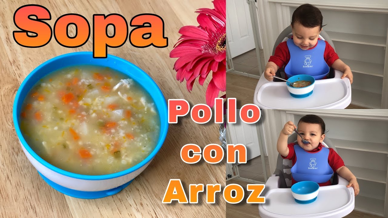 Sopa de Pollo con Arroz para bebés de 12 meses en adelante | Papilla de Pollo con Arroz 7 meses