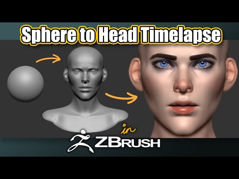 Sphere to Head Sculpting in ZBrush - Timelapse