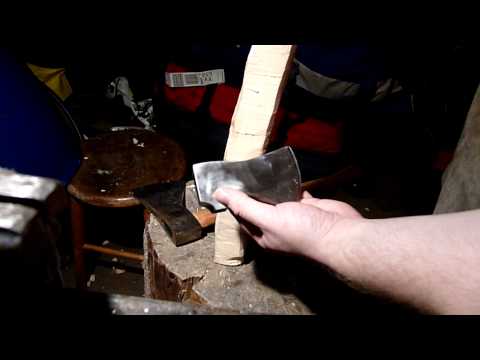 Axe whittling an ash handle for Finnish viking age axe part I.MOV