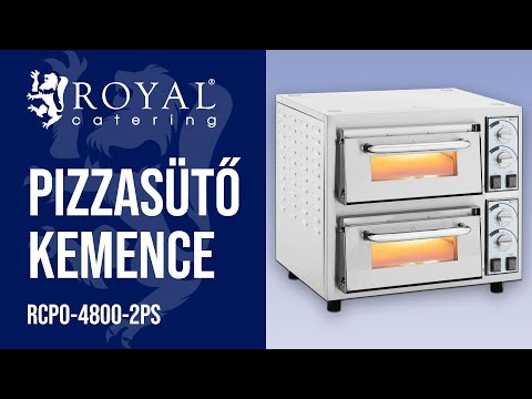 Videó - Pizzasütő kemence - 2 kamra - 4750 W - Ø 40 cm - tűzálló kő - Royal Catering